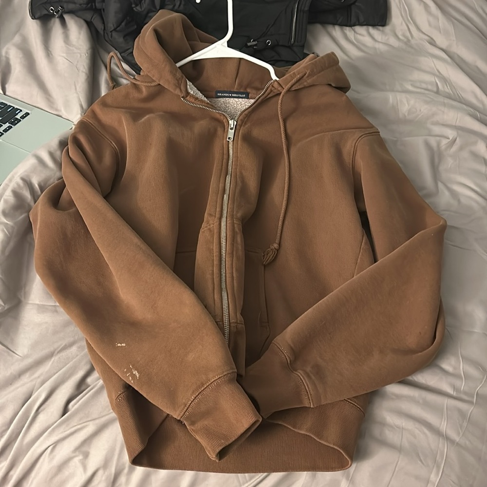 Brandy Melville zip up brown hoodie